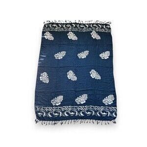 100% Rayon Blue & White Swimsuit Beach Cover 60” X 40” Scarf Women